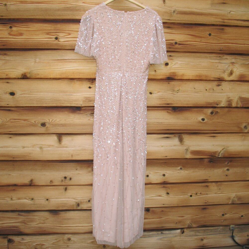 Mac Duggal 35109 Pink Embellished Flutter Sleeve Gown Dress MOB $698 - Picture 10 of 13